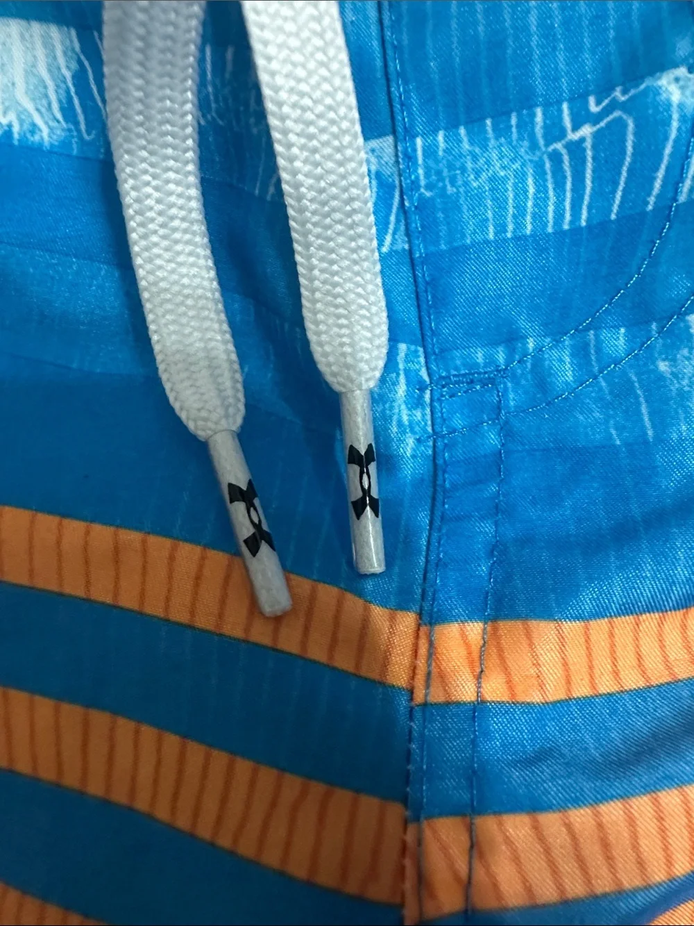 Under Armour size youth large Blue and Orange Boys Swim Shorts EUC
